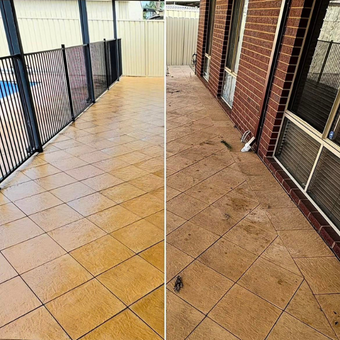 Patio & Outdoor Tiles before and after pressure cleaning